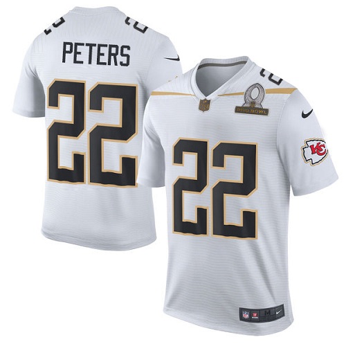 Men's Elite Marcus Peters Nike Jersey White - #22 Team Rice 2016 Pro Bowl NFL Kansas City Chiefs